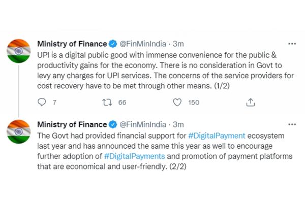 information provider The tweet by Finance Ministry clarifying the guidelines